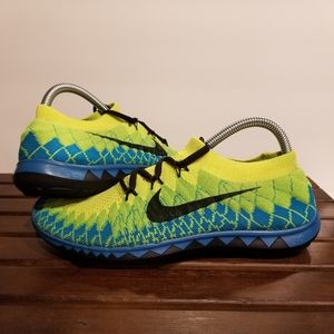 Nike Free Flyknit 3.0 Lime Green Blue Sz 9